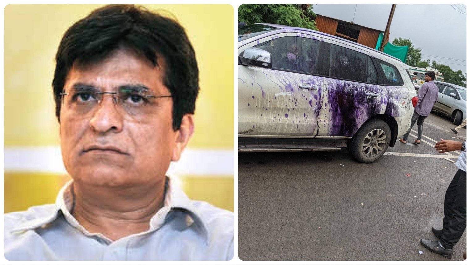 Convoy Of Kirit Somaiya Targeted In Maharashtra By Shiv Sena Workers