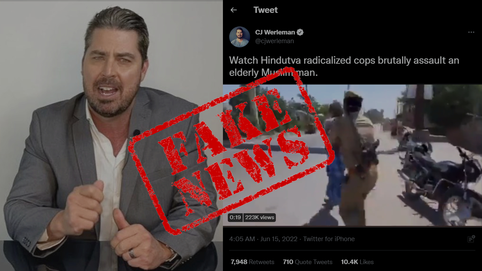 Fake news peddler Werleman shares misleading video to label UP Police as 'Hindutva radicals', Islamists use it to make bomb blast threat