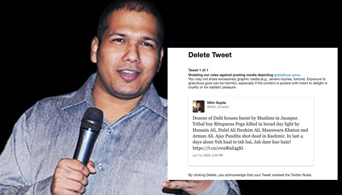 Twitter restricts account of standup comic Nitin Gupta over 2020 tweet listing crimes committed by Muslim mobs and Islamists