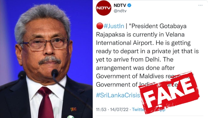 NDTV falsely claims 'India sent a private jet for Rajapaksa to the ...