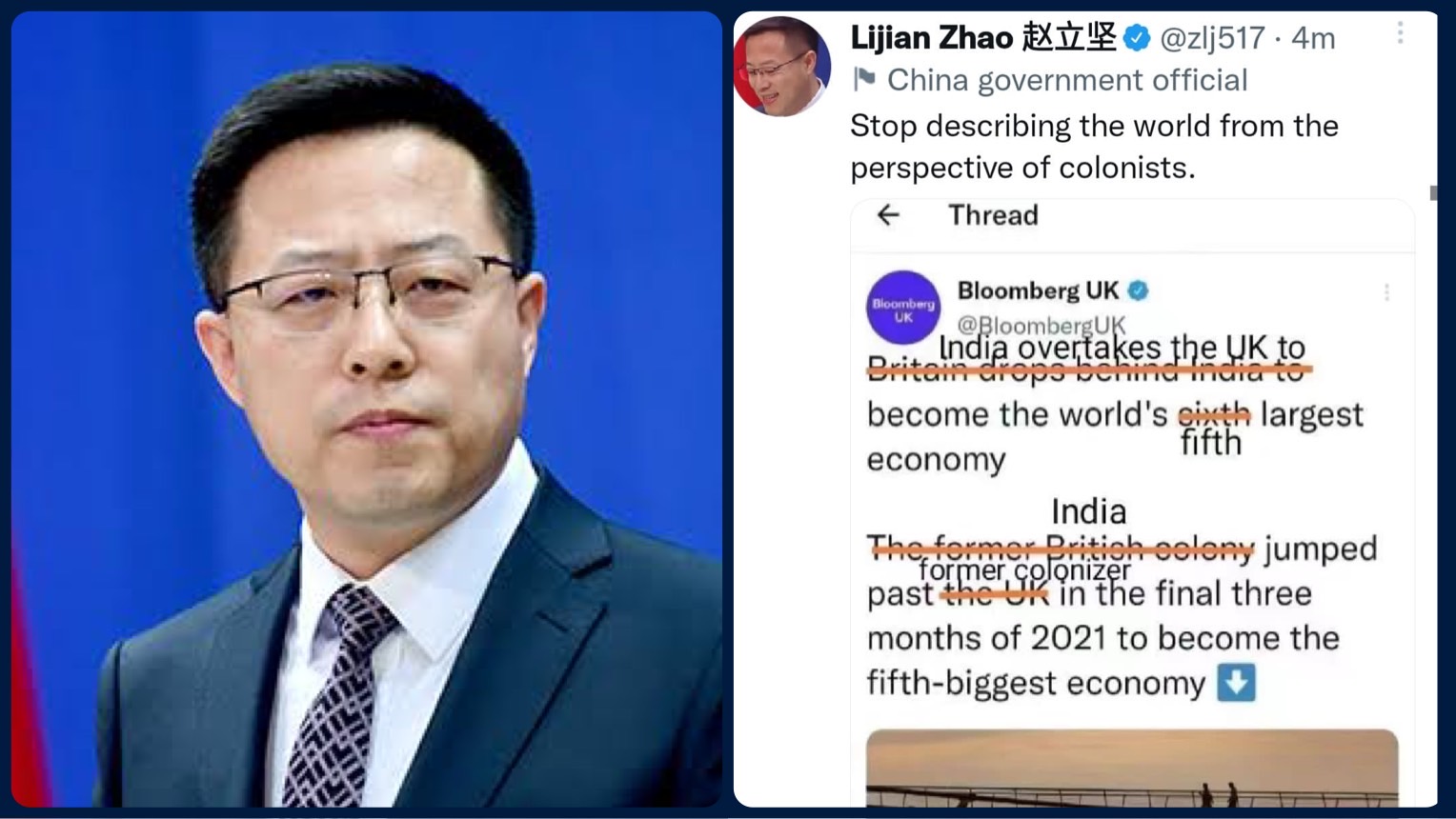 China's Zhao Lijian 'corrects' Western media on India dislodging the UK to become the 5th largest economy