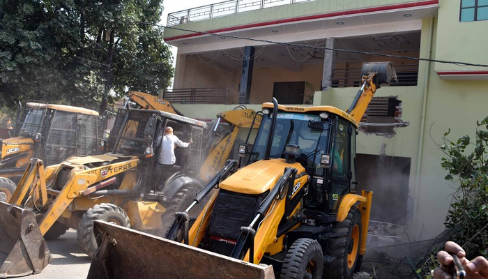 UP: Prayagraj administration demolishes house of gun store owner