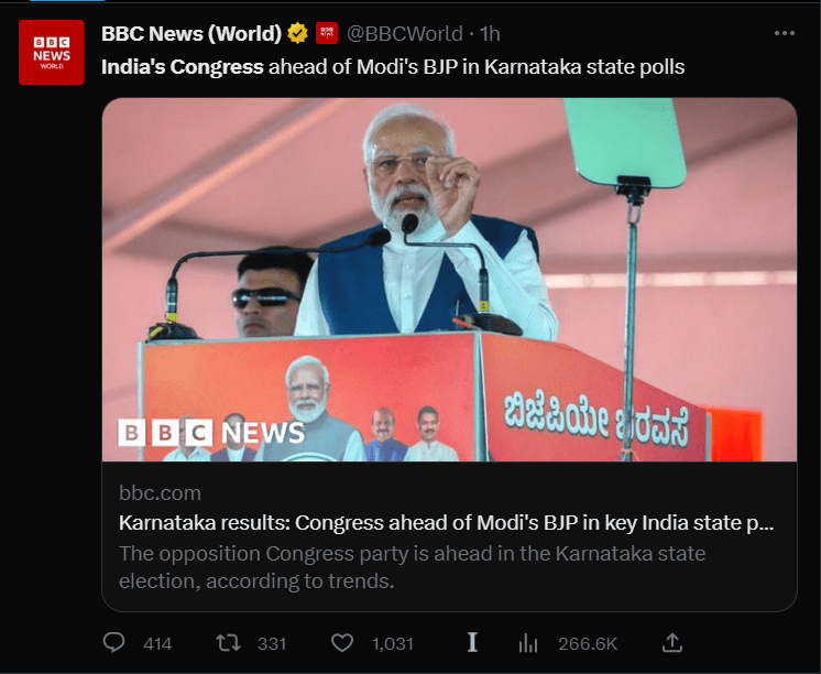 Karnatka Results: BBC Says Congress In Indian But BJP Isn't