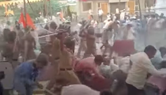 Maratha reservations protests: Police resorts to lathi charge as protesters pelt stones