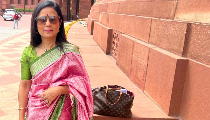 Mahua Moitra hides her Rs 1.6 lakh worth Louis Vuitton bag during