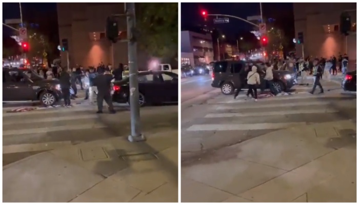 Anti-Israeli protestors attack Jews attending Hamas attack video screening in Los Angeles, video goes viral