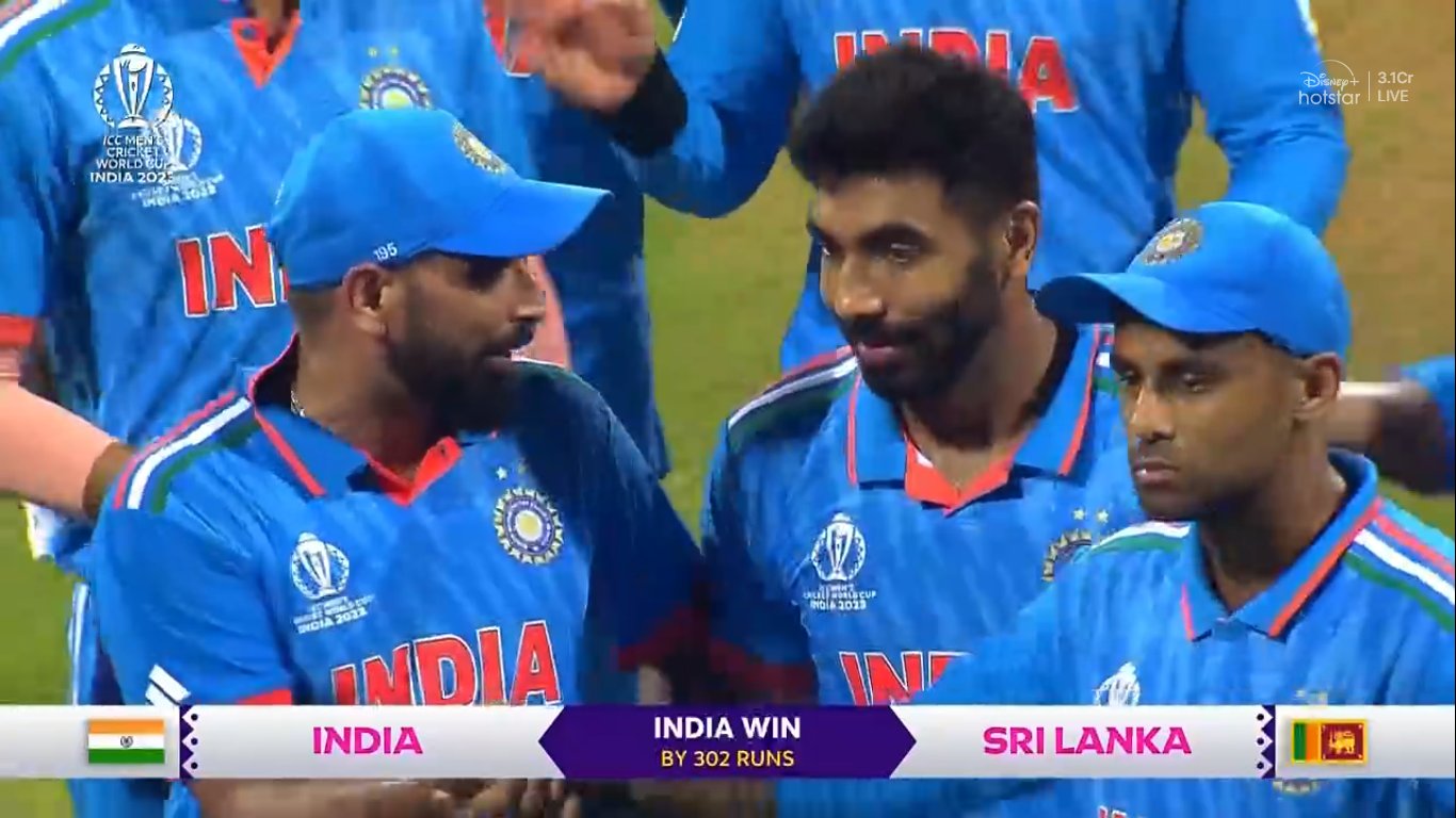 Cricket World Cup: Sri Lanka loses to India by 302 runs in Mumbai