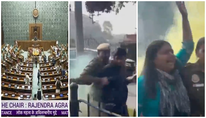 "Jai Bhim, Manipur ko Isaf do": What were the slogans raised by protestors outside the Parliament as they hurled colour canister