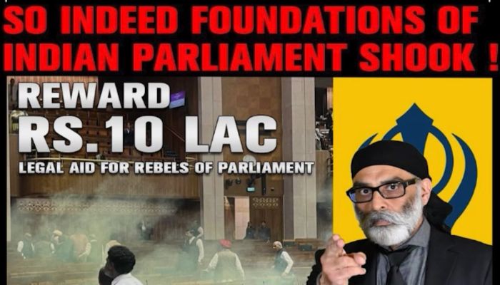 Khalistani terrorist Gurpatwant Singh Pannun announces legal aid of Rs 10 lakh for Parliament attack accused