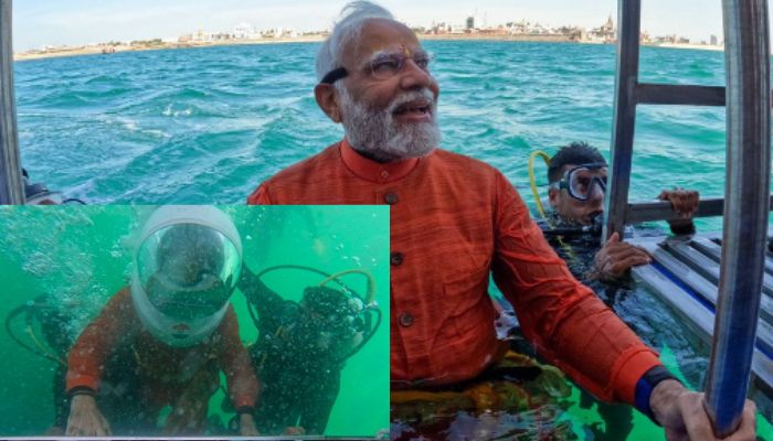 PM Modi takes a deep dive to offer prayers at the submerged Dwarka city