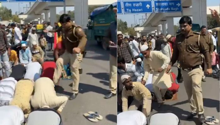 Delhi: Cop kicks namazis praying on road, suspended