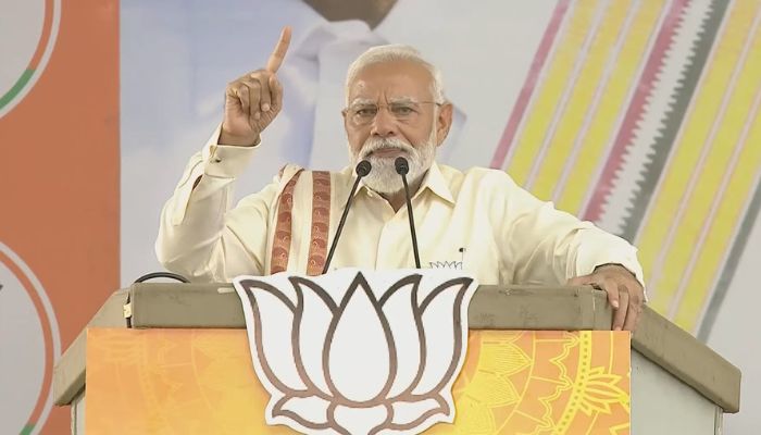 PM Narendra Modi addresses an election rally in Vellore