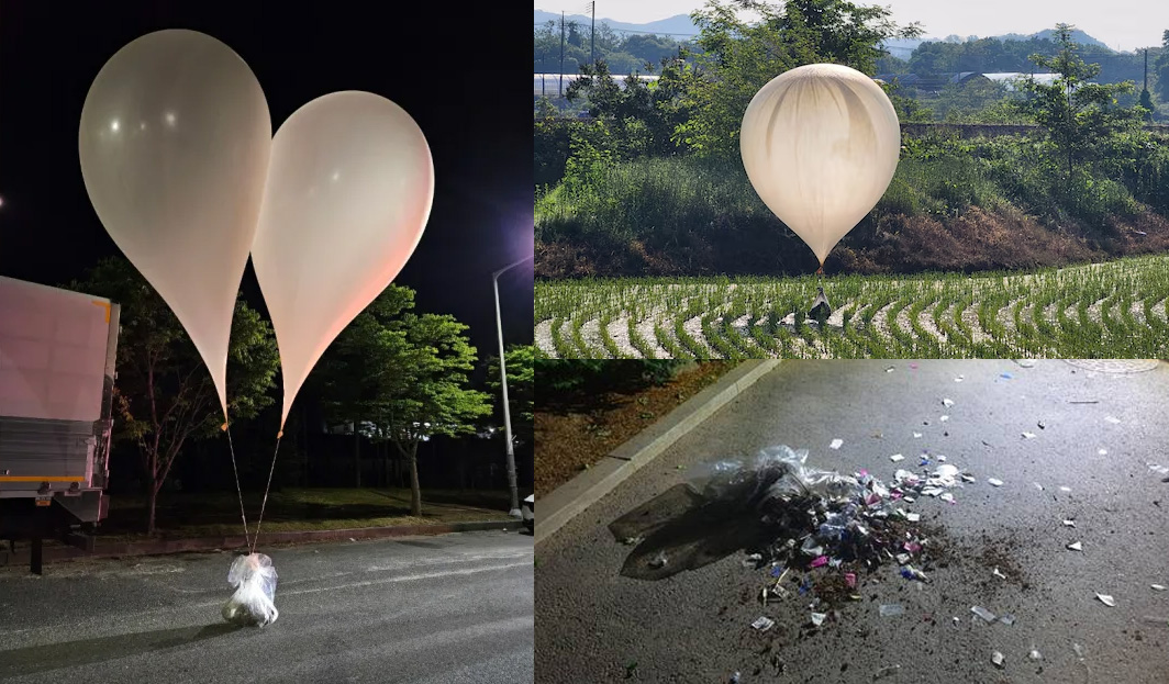 North Korea sends balloons carrying garbage and filth to South Korea