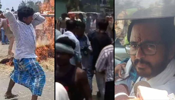 WB: Amid polls, TMC 'lungi bahini' mobs the vehicle of BJP candidate Hiranmoy Chatterjee