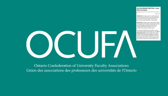 Canadian University Faculty Association passes Hinduphobic motion against 'caste system' despite zero evidence of caste discrimination in institutions