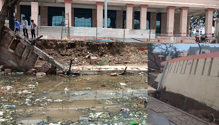 Fake news circulated claiming new wall of Ayodhya railway station fell after first rainfall