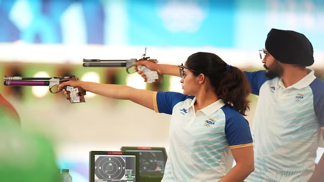 Historic second medal for Manu Bhaker, wins bronze with Sarabjot Singh in 10 m Air Pistol mixed team event