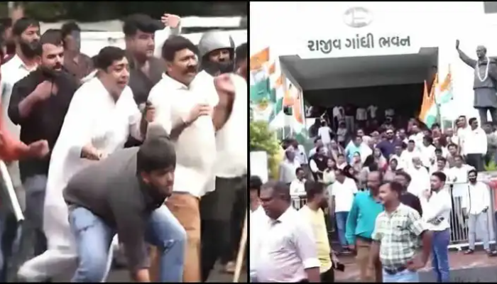 BJP workers protesting against Rahul Gandhi's anti-Hindu remarks assaulted by Congress members in Ahmedabad