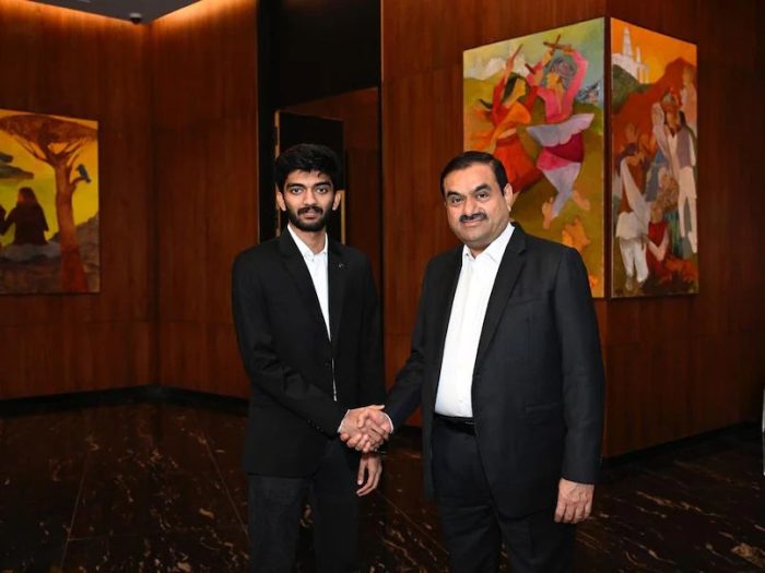 Adani Group Chairman Gautam Adani meets the youngest Chess World Champion D Gukesh